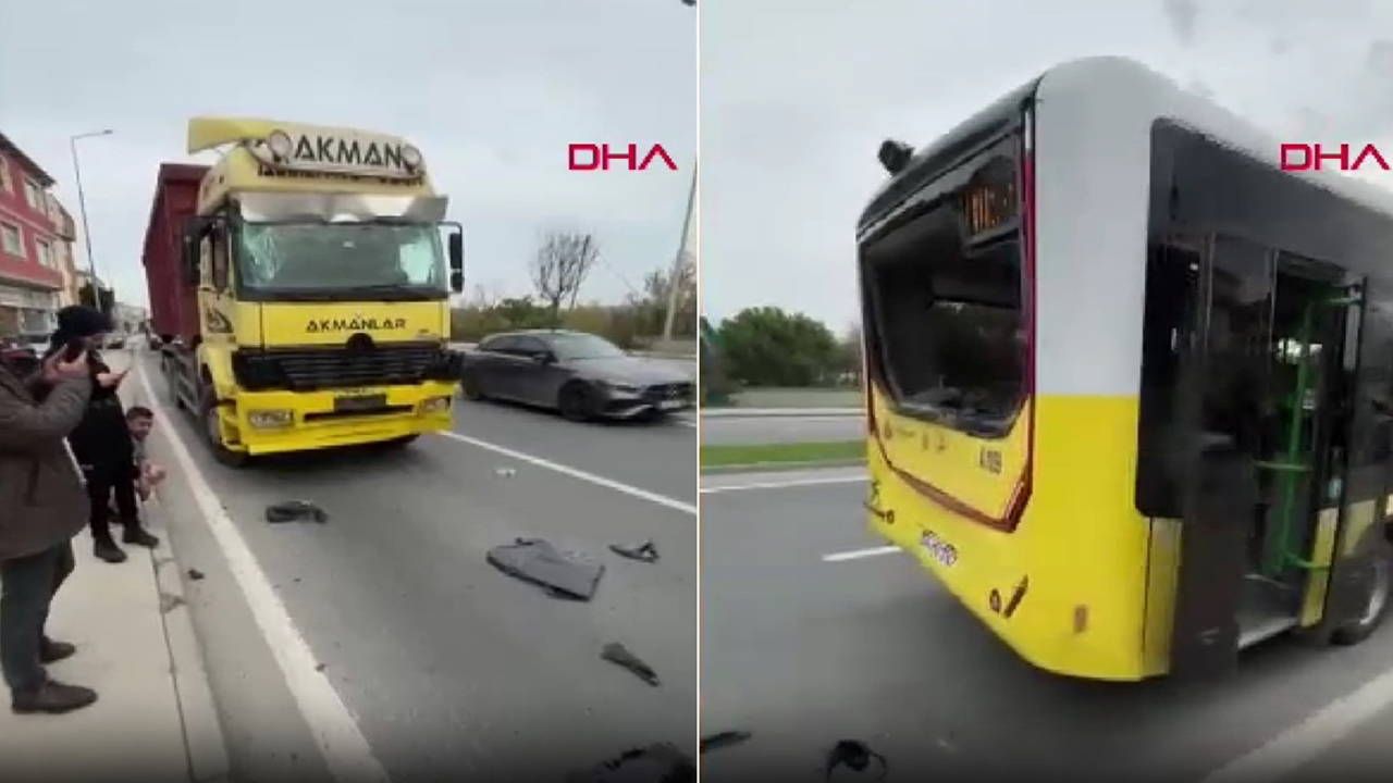 Büyükçekmece'de kamyon İETT otobüsüne çarptı; 9 yaralı