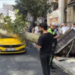 Araçların üzerine ağaç devrildi, yol trafiğe kapatıldı