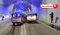 Tünelde kafa kafaya çarpıştılar: 7 kişinin yaralandığı kaza anı kamerada!