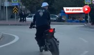 Polis yeleği giyip, plakasız motosiklet ile drift atan sürücüye 365 bin lira ceza
