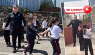 Zonguldak’ta okulda görevli polis, çocuklarla ip atladı