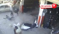 Otomobil lastiği tamir sırasında patladı; o anlar kamerada