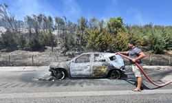 İzmir'de alev alan otomobilin yol açtığı orman yangını kontrol altına alındı