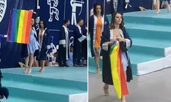 Uşak Üniversitesi’nin mezuniyet töreninde LGBT bayrağı açıldı