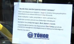 Özel halk otobüsçülerinden araçlara 'ücretsiz yolcu taşımayacağız' yazısı