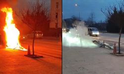 Alkollü motosiklet sürücüsü, polise yakalanınca aracını ateşe verdi