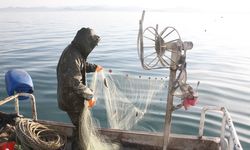 Van'daki balıkçılar av yasağı öncesi sezondaki son ağlarını göle bırakıyor