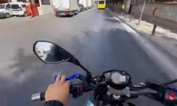 Ataşehir'de motosiklet kazası kask kamerasında