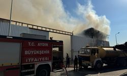 Aydın'da geri dönüşüm fabrikası deposunda yangın: Müdahale sürüyor