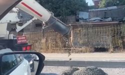 Bartın'da yola beton dökülen mikserin şoförüne para cezası