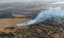 Eber Gölü'ndeki sazlık yangınına havadan müdahale