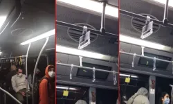 İstanbul'da yağış sonrası metrobüsün tavanından su aktı