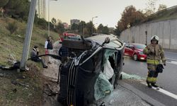 Ümraniye'de takla atan otomobilin sürücüsü yaralandı