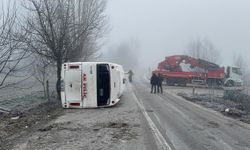 Bolu'da işçi servisi devrildi: 1 ölü, 8 yaralı