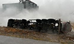 Konya'da asit tankeri devrildi: 1 ölü