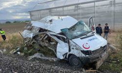 Tren minibüse çarptı: 1 yaralı
