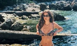 Deren Talu nefesleri kesti! Leoparlı bikinisiyle sere serpe uzandı