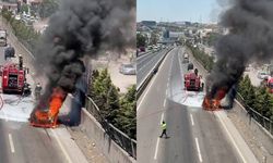 Kocaeli'de refüje çarpan otomobil alev aldı