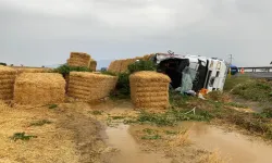Saman yüklü TIR devrildi: 1 ölü, 2 yaralı
