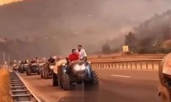 Çiftçiler, traktörleriyle Bilecik'de çıkan orman yangınına destek olmaya gitti