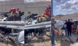 Çatalca'da otomobil bariyere çarptı; araç içinde sıkışan sürücü itfaiye kurtardı