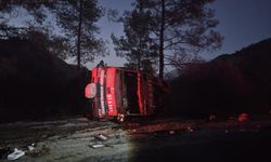 Yangın dönüşü arazöz devrildi; 2 işçi yaralandı