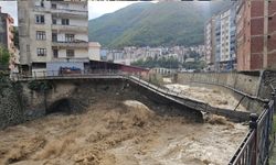 Borçka’da taşkına dayanamayan tarihi Aksu Köprüsü çöktü