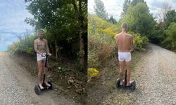 Justin Bieber, iç çamaşırıyla scooter sürdü