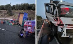 Manisa'da kamyonun çarptığı traktördeki 1 kişi öldü, 6 kişi yaralandı