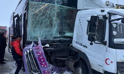 Yolcu otobüsü, kamyona çarptı; 9 yaralı