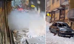 Çatıdan düşen kar yığını otomobili hurdaya çevirdi!