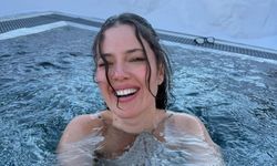 Soğuk hava, yüksek cesaret: Pelin Akil'den havuz keyfi!