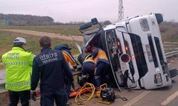 Tekirdağ'da devrilen tankerin sürücüsü öldü