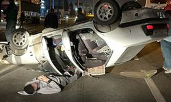 Takla atan otomobilin sürücüsü yaralandı