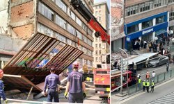 Ankara'da yıkım çalışmasında platform devrildi!