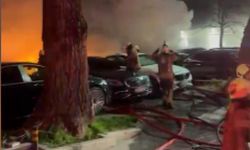 Araç kiralama şirketinde yangın; 15 lüks araç yandı