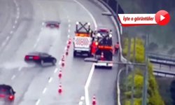 Otoyolda aracının kontrolünü kaybetti, çalışma yapan Karayolları ekibini ezdi!