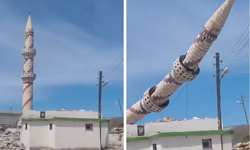 Hasarlı minareye kontrollü yıkım