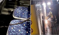 Yoldaki inşaat demiri İETT otobüsünün altını delerek kadının ayağına saplandı!