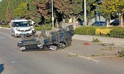 Beypazarı'nda takla atan otomobilin sürücüsü hayıtını kaybetti