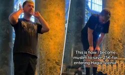 Ayasofya'yı ziyaret eden Ukraynalı turist, 25 euro vermemek için namaz kıldı!