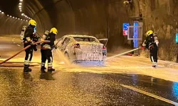 Bolu Dağı Tüneli'nde otomobil alev aldı