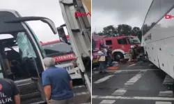 Arnavutköy'de yolcu otobüsü İETT otobüsüne çarptı