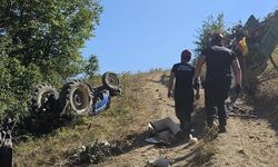Şarampole devrilen traktörün 15 yaşındaki sürücüsü ağır yaralandı