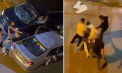 Sürücülerin tekmeli yumruklu yol verme kavgası kamerada