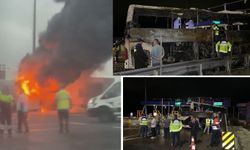 Bariyere çarpan yolcu otobüsü alev alev yandı: 2 ölü, 8 yaralı