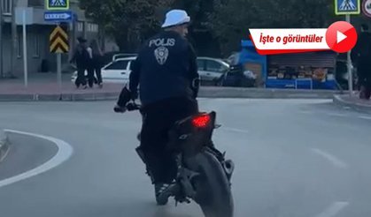 Polis yeleği giyip, plakasız motosiklet ile drift atan sürücüye 365 bin lira ceza