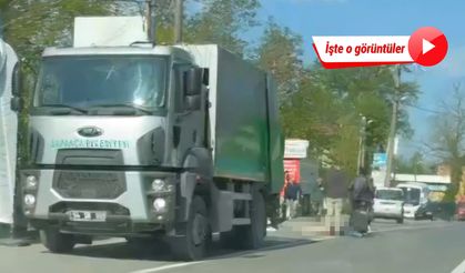 Çöp kamyonunun çarptığı yaya öldü; kaza anı kamerada