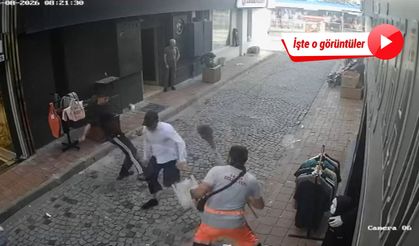 Kaçan şüpheliyi esnaf ve temizlik görevlisinin durdurmaya çalıştığı anlar kamerada