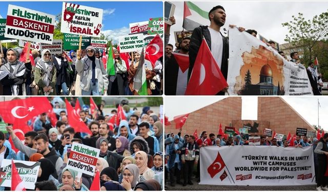 Afyonkarahisar'da üniversite öğrencilerinden Filistin'e destek yürüyüşü